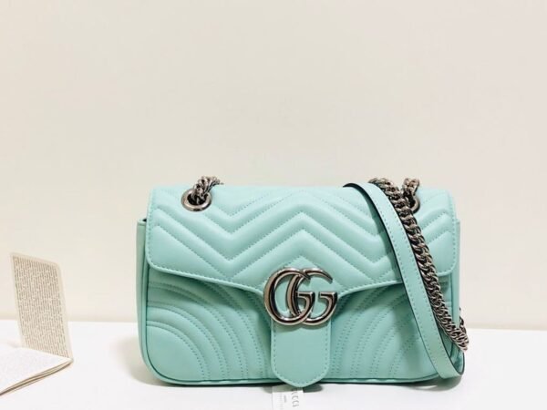 gg Marmont Small Matelass¨¦ Shoulder Bag Mint Green Matelass¨¦ Chevron For Women 10in/26cm gg