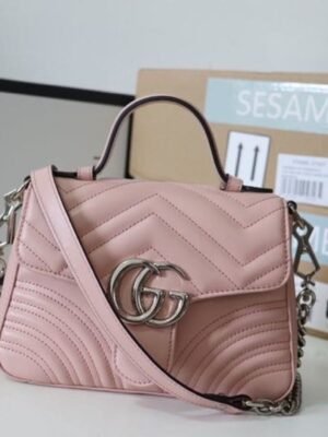 gg Marmont Mini Top Handle Bag Dusty Pink Matelass¨¦  For Women 8.3in/21cm  547260 DTDIT 5729