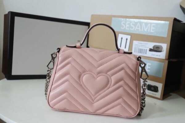 gg Marmont Mini Top Handle Bag Dusty Pink Matelass¨¦  For Women 8.3in/21cm  547260 DTDIT 5729