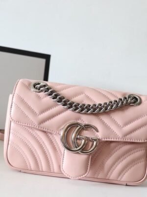 gg Marmont Matelass¨¦ Mini Bag Dusty Pink Matelass¨¦ Chevron For Women 8.5in/22cm gg