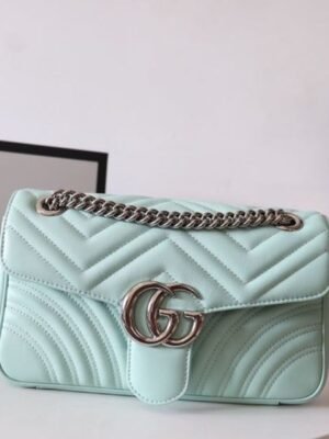 gg Marmont Small Matelass¨¦ Shoulder Bag Mint Green For Women 10in/26cm gg 443497