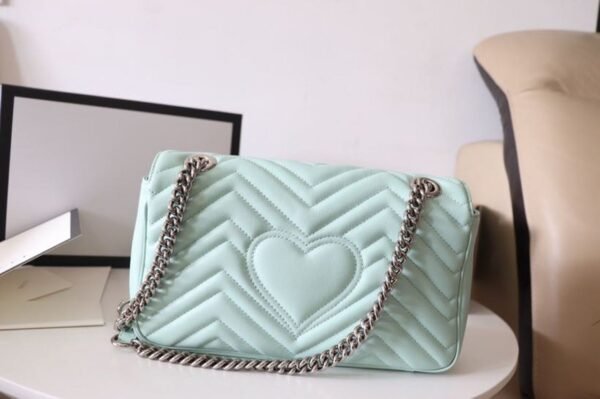 gg Marmont Small Matelass¨¦ Shoulder Bag Mint Green For Women 10in/26cm gg 443497