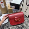 gg Horsebit 1955 Shoulder Bag Red Textured With A Vintage Effect For Women 9.8in/25cm gg ?602204 1DB0G 6638
