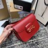 gg Horsebit 1955 Shoulder Bag Red Textured With A Vintage Effect For Women 9.8in/25cm gg ?602204 1DB0G 6638
