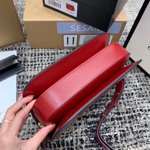 gg Horsebit 1955 Shoulder Bag Red Textured With A Vintage Effect For Women 9.8in/25cm gg ?602204 1DB0G 6638