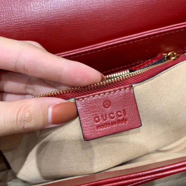 gg Horsebit 1955 Shoulder Bag Red Textured With A Vintage Effect For Women 9.8in/25cm gg ?602204 1DB0G 6638