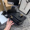 gg Horsebit 1955 Shoulder Bag Black Textured With A Vintage Effect For Women 9.8in/25cm gg ?602204 1DB0G 1000