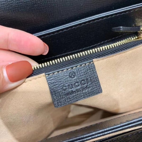 gg Horsebit 1955 Shoulder Bag Black Textured With A Vintage Effect For Women 9.8in/25cm gg ?602204 1DB0G 1000