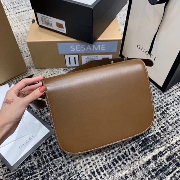 gg Horsebit 1955 Shoulder Bag Brown Textured With A Vintage Effect For Women 9.8in/25cm gg ?602204 1DB0G 2361