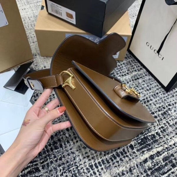 gg Horsebit 1955 Shoulder Bag Brown Textured With A Vintage Effect For Women 9.8in/25cm gg ?602204 1DB0G 2361