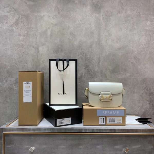gg Horsebit 1955 Shoulder Bag White For Women 9.8in/25cm gg ?602204 1DB0G 9022
