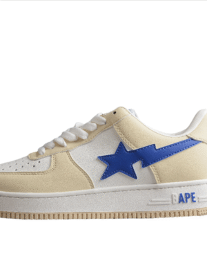 BAPE STA Low-Top Sneakers in Cream and Blue