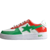 BAPE STA Low-Top Sneakers in Red, Green, and White