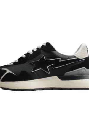BAPE STA Retro Runner Black and White Sneakers