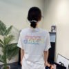 Gucci White T-Shirt with Blue Vertical Logo Patch