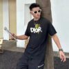 Dior Green Monster Graphic Black T-Shirt