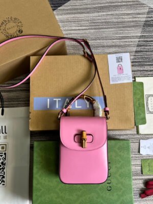 gg Bamboo Mini Handbag Pink For Women, Women’s Bags 6.2in/16cm gg 702106 UZY0T 5814