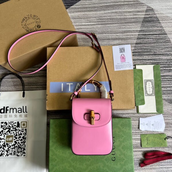 gg Bamboo Mini Handbag Pink For Women, Women’s Bags 6.2in/16cm gg 702106 UZY0T 5814