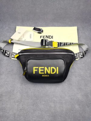FI Little Monster Belt Bag Black/Yellow/Gray For Men, Men’s Bags 7.9in/20cm FF