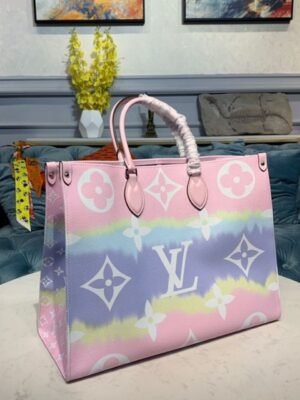 LV Escale OnTheGo GM Tote Bag Monogram Canvas Pastel Pink For Women,  Shoulder Bags 16.1in/41cm LV M45119