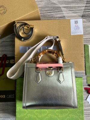 gg Diana Small Tote Bag Silver For Women, Women’s Bags 11in/27cm gg
