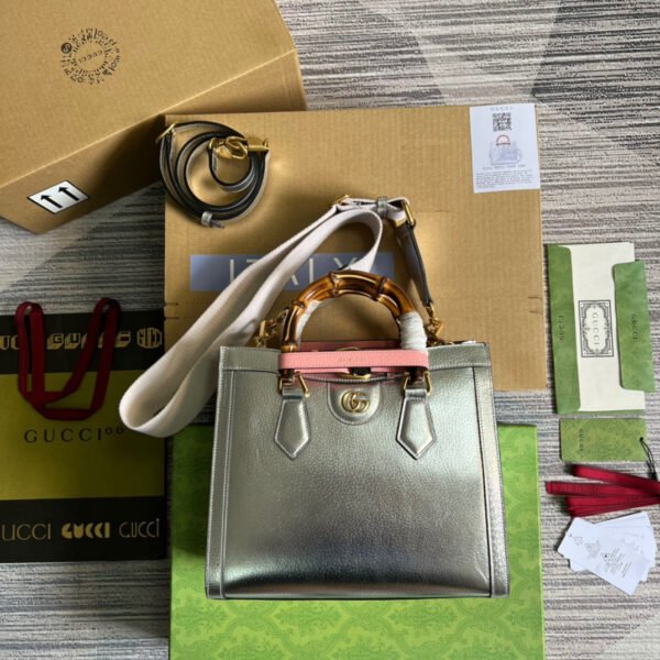 gg Diana Small Tote Bag Silver For Women, Women’s Bags 11in/27cm gg
