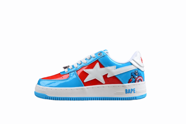BAPE STA Low-Top Sneakers in Blue and Red Captain America Edition