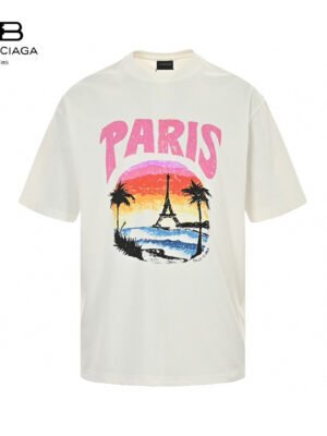 Balenciaga White T-Shirt with Paris Graphic