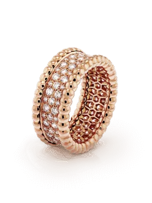 18K Rose Gold Perl¨¦e Diamonds 3 Row Ring