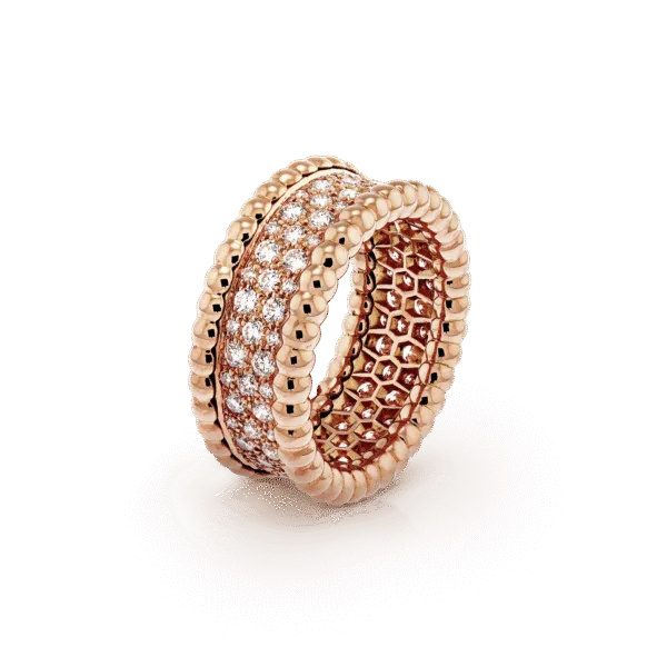 18K Rose Gold Perl¨¦e Diamonds 3 Row Ring