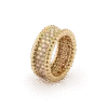 18K Yellow Gold Perl¨¦e Diamonds 3 Row Ring