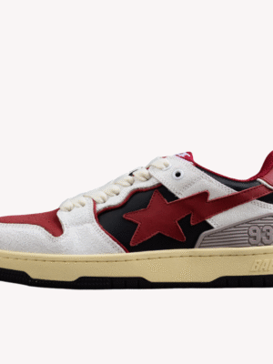 BAPE STA Low Top Sneakers in Red, White, and Black