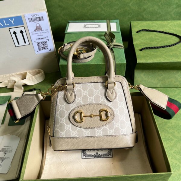 gg Horsebit 1955 gg Mini Bag Beige For Women, Women’s Bags 7.9in/20cm gg 677212 UULAG 9682