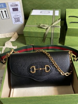 gg Horsebit 1955 Small Bag Black For Women 10.2in/26cm 677286 18YSX 1060