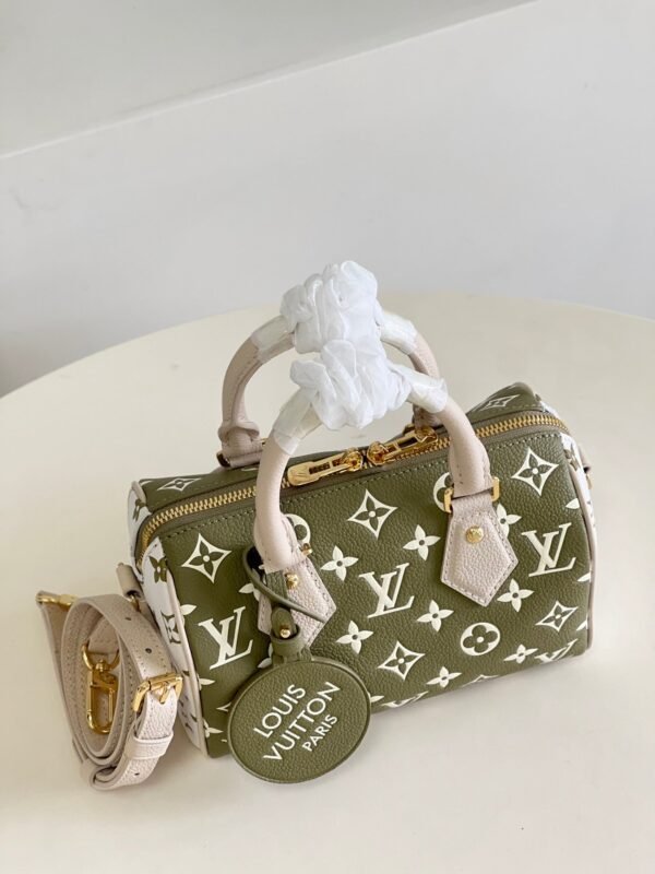LV Speedy Bandouli¨¨re 20 Monogram Empreinte Khaki Green/Beige/Cream For Women, WoHandbags 8.1in/21cm LV M46118