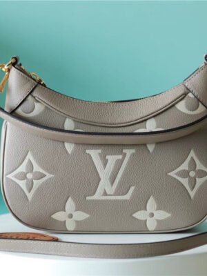 LV Bagatelle Monogram Empreinte Tourterelle Gray / Creme Beige For Women,  Shoulder And Crossbody Bags 22cm/8.7in LV M46112