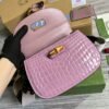 gg Bamboo 1947 Crocodile Top Handle Bag Pink For Women, Women’s Bags 10.2in/26cm gg