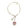 18K CC Pink Heart Diamonds Necklace