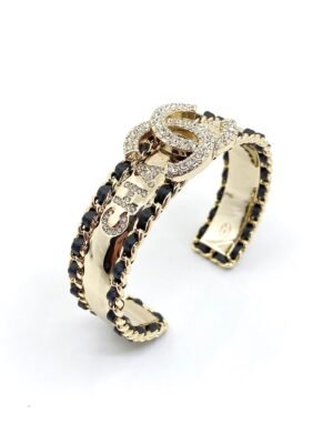 18K CC Black & Crystal Cuff Bracelet