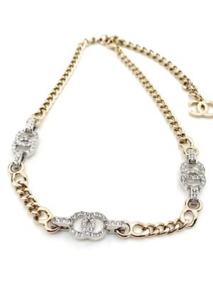 18K Crystal CC Chain Links Choker Necklace