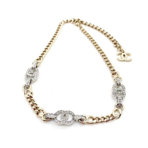 18K Crystal CC Chain Links Choker Necklace