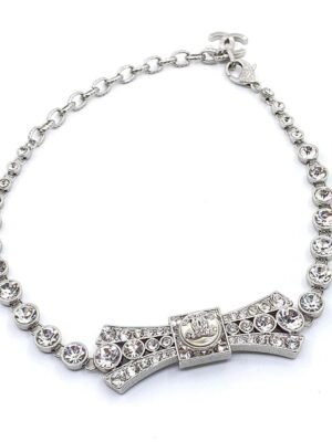 18K CC Diamond Bow Tie Pendant Necklace