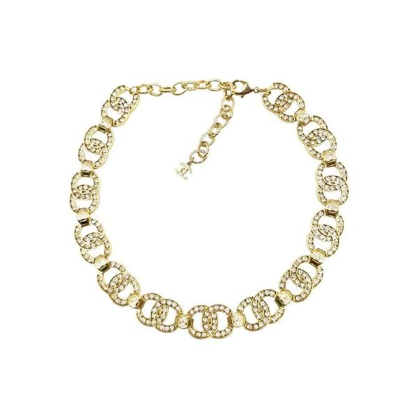 18K Rhinestone 2021 CC Interlocking Choker Necklace