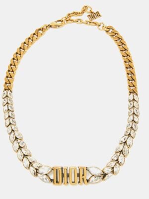 18K CD Revolution Crystals Gold Tone Choker Necklace