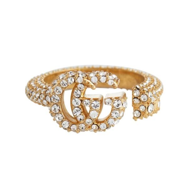 18K Double G Crystal Ring