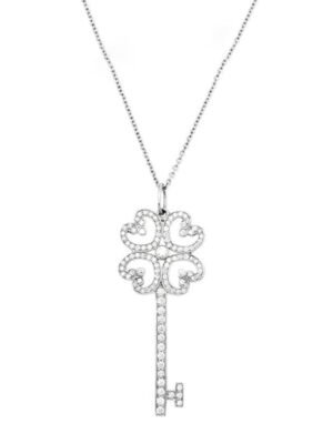 18K T Quatre Heart Key Diamond Necklace