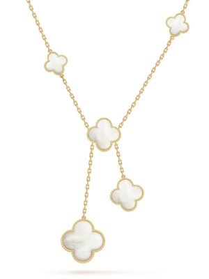 18K Magic Alhambra Six Pearls Motifs Clover Necklace