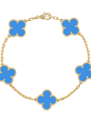 18K Vintage Alhambra Five Motifs Agate Clover Bracelet