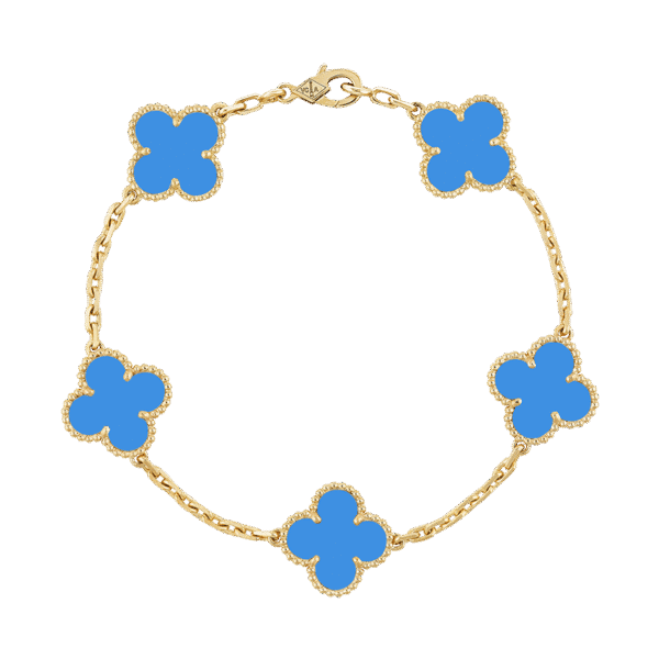 18K Vintage Alhambra Five Motifs Agate Clover Bracelet