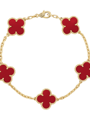 18K Vintage Alhambra Five Motifs Carnelian Bracelet